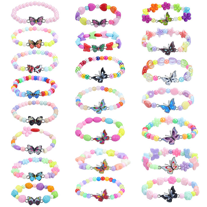 Wholesale Bracelet Acrylic Colorful Beaded Butterfly Kids Bracelet MOQ≥2 JDC-BT-YIYe036