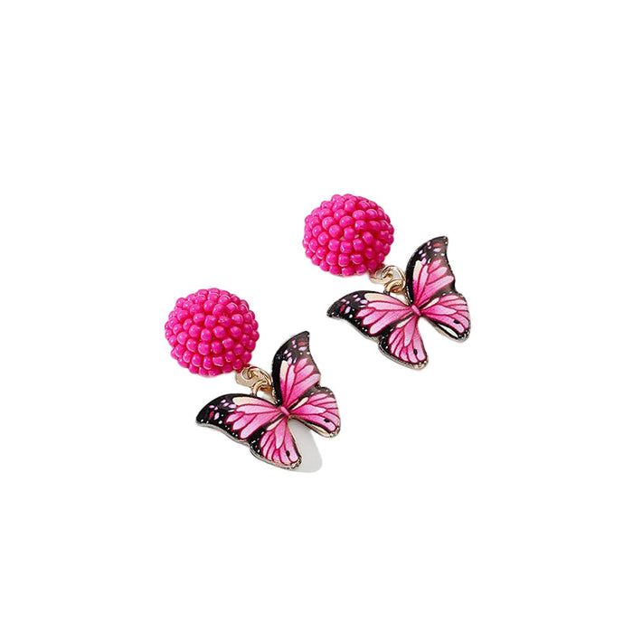 Wholesale Earrings Vintage Style Beaded Painted Butterfly Earrings JDC-ES-GuTe014