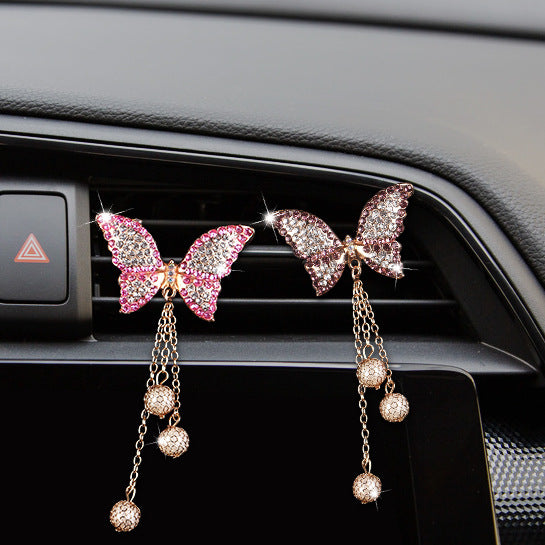 Accesorios al por mayor de automóviles Metal Diamond Exquisito Butterfly Export Perfume Clip Moq≥2 JDC-CA-Yuej005
