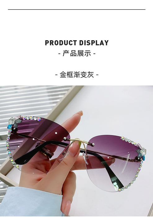 Gafas de sol sin borde de diamantes sin borde de rimes al por mayor jdc-sg-zhanh004