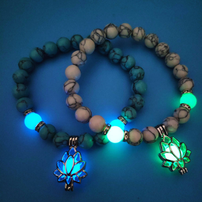 Wholesale Bracelet Turquoise Beads Elastic String Energy Glowing Lotus MOQ≥2 JDC-BT-YouGe001