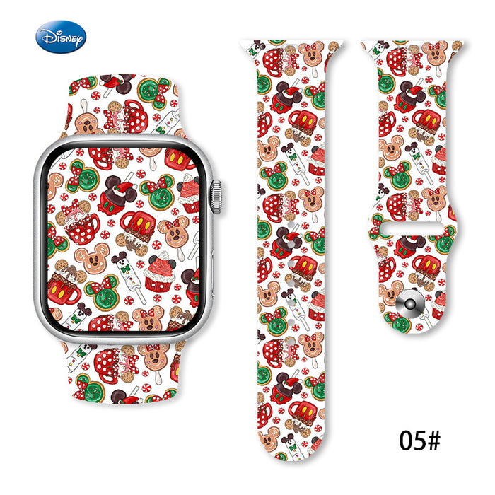Wholesale Christmas Cartoon Silicone Strap Suitable for Apple Watch Strap JDC-WD-NuoQi001