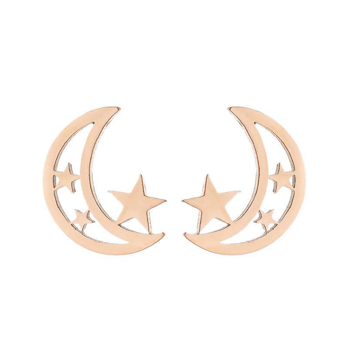 Wholesale Stainless Steel Pentagram Moon Earrings JDC-ES-SS029