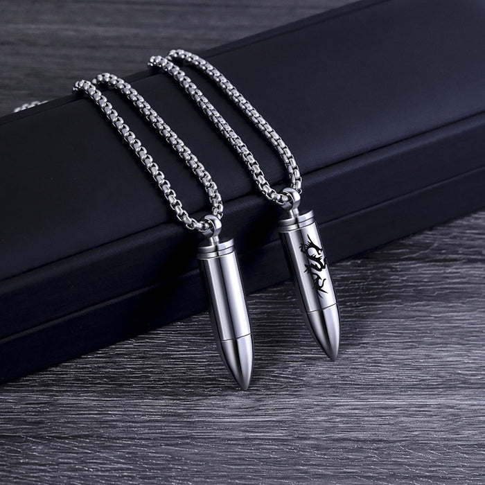 Wholesale Titanium Steel Father's Day Gift Solid Bullet Men Necklace JDC-NE-shengshuo004