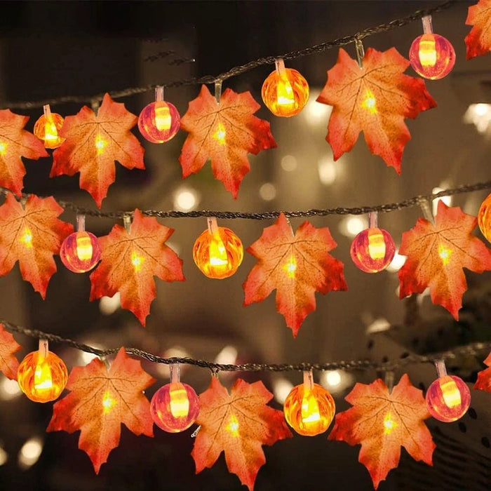 Luces de cuerda de calabaza de hoja de calabaza de Halloween de cinta decorativa al por mayor JDC-DCN-HUANJ002
