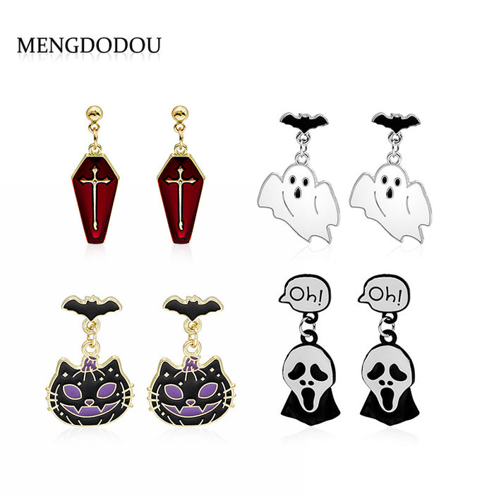 Wholesale earrings Halloween Alloy skull ghost cross JDC-ES-MDD038