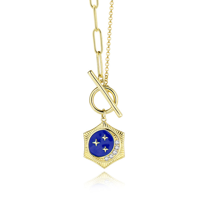 Wholesale Necklaces Copper Color Zircon Turkey Star Moon MOQ≥2 JDC-NE-HeNa004