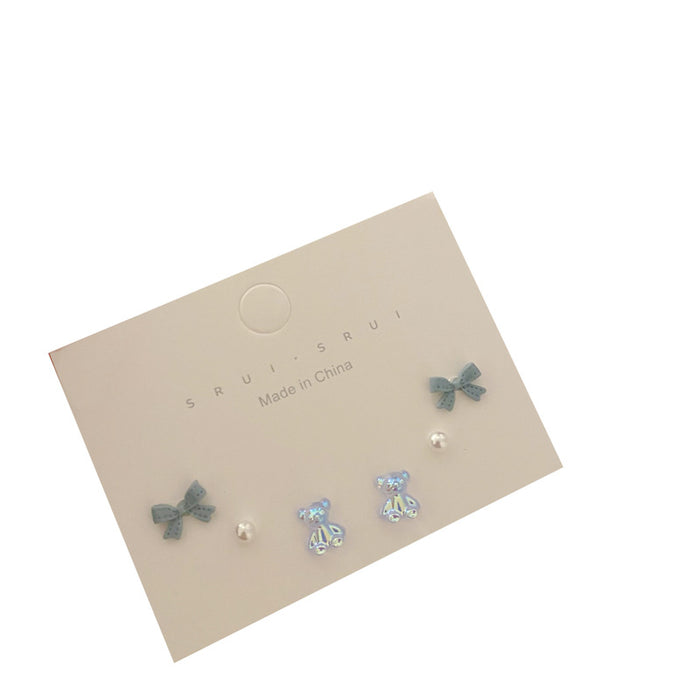 Wholesale Earrings Resin Bow Aurora Bear MOQ≥2 JDC-ES-songr003