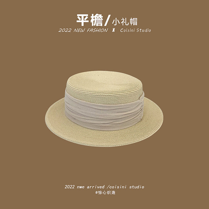 Wholesale Pearl Flower Lace Big Brim Straw Hat MOQ≥2 JDC-FH-LXi001