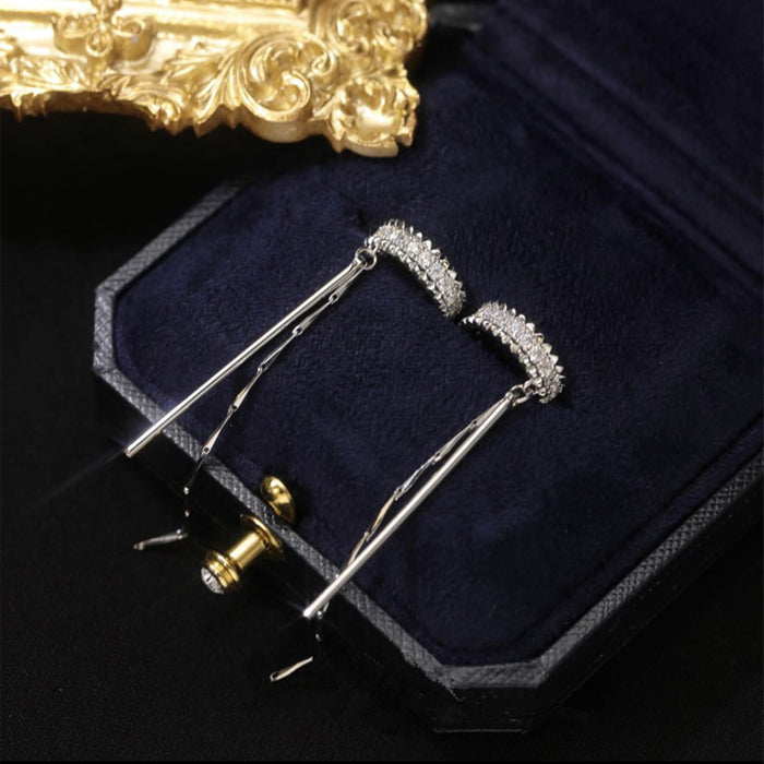 Jewelry WholesaleWholesale micro-zircon C type tassel ear clip JDC-ES-ChiH003 Earrings 池豪 %variant_option1% %variant_option2% %variant_option3%  Factory Price JoyasDeChina Joyas De China