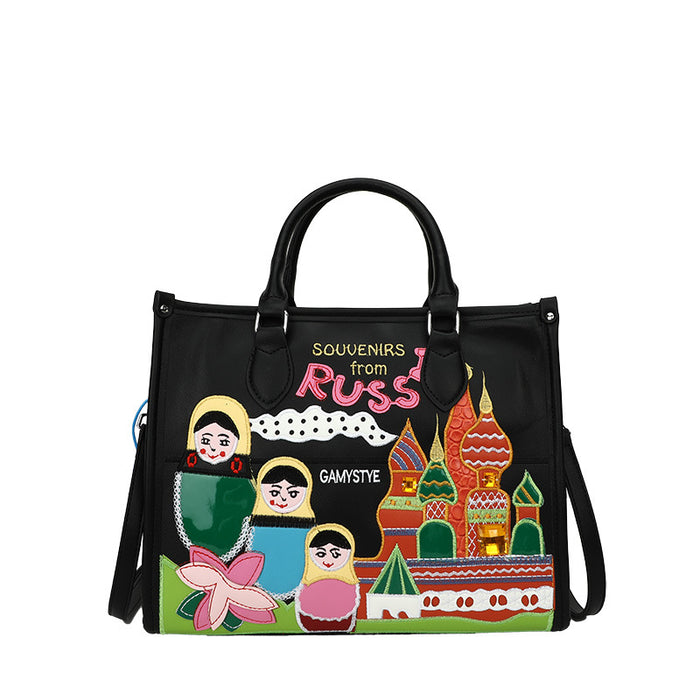 Wholesale Shoulder Bag PU Russian Theme Embroidered Handbag Diagonal Cross JDC-SD-Chiw001