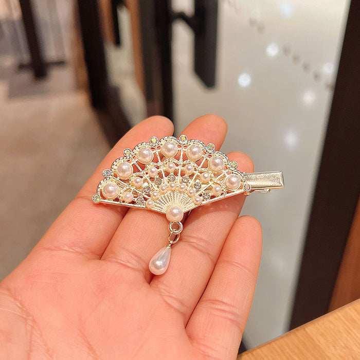 Wholesale hairpin alloy Hanfu ancient fan-shaped pearl tassel JDC-HC-LanD008