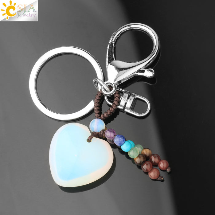 Wholesale Heart Shaped Turquoise Opal Crystal Keychain JDC-KC-HS002