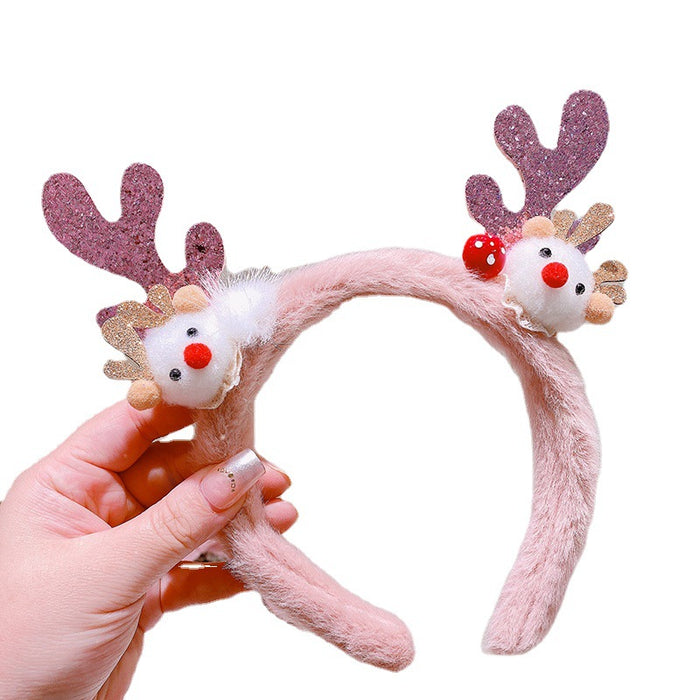 Wholesale Headband Mixed Material Christmas Elk Plush JDC-HD-HaN009