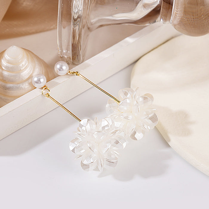 Wholesale Silver Needle White Pearl Flower Stud Earrings JDC-ES-Mdd029