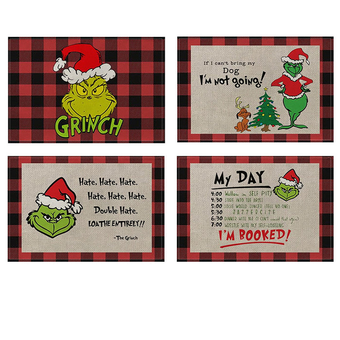 Wholesale Christmas Plaid Fabric Insulated Washable Placemat MOQ≥2 JDC-PS-Dexi005