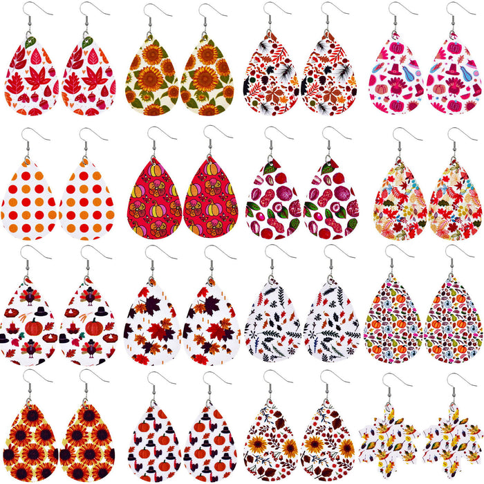 Wholesale Earrings Leather Thanksgiving Maple Leaf Earrings MOQ≥2 JDC-ES-ZUOL007