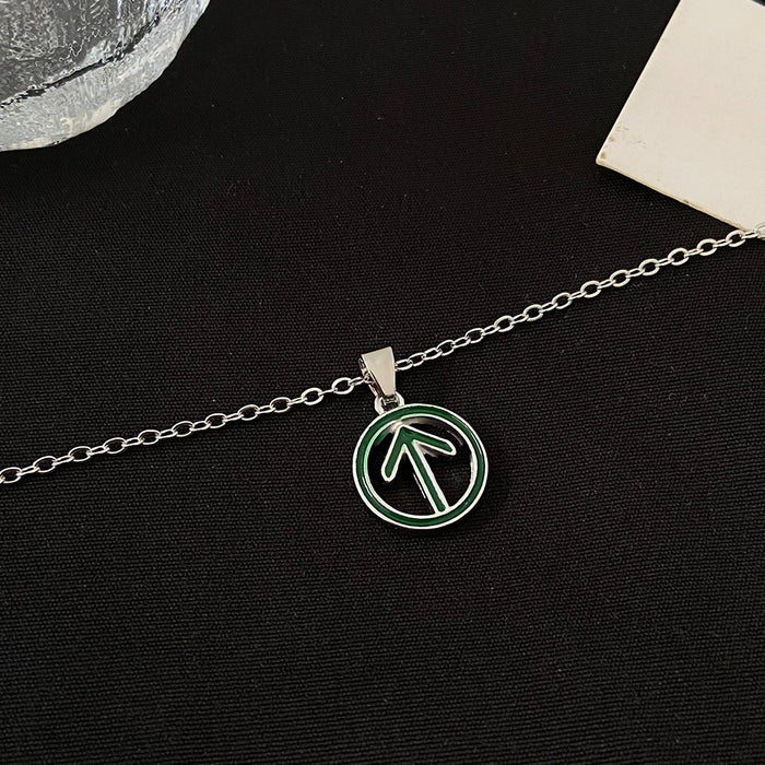 Wholesale Necklaces Alloy Hollow Round Card Arrow Green Code Pass JDC-NE-KAN017