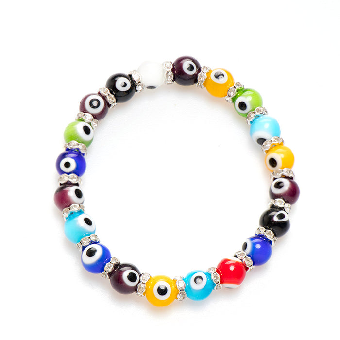 Wholesale Devil's Eye Glass Necklace Pendant Blue Eyes Glass Colorful Bracelet MOQ≥2 JDC-BT-HuoM006
