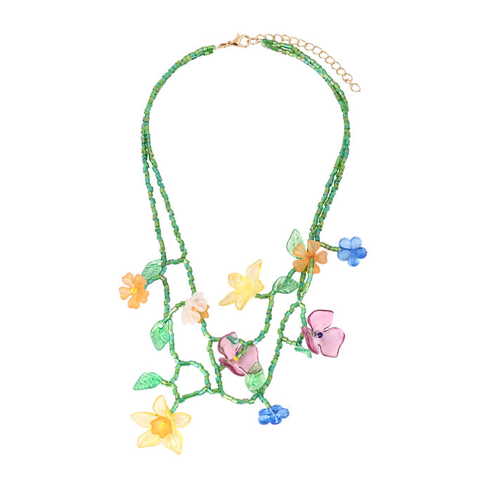 Wholesale Beaded Flower Necklace Personality Holiday Style Multilayer Handwoven JDC-NE-MY007