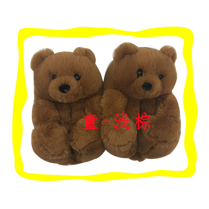 Wholesale teddy bear slippers children's teddy bear home slippers JDC-SP-BDL001