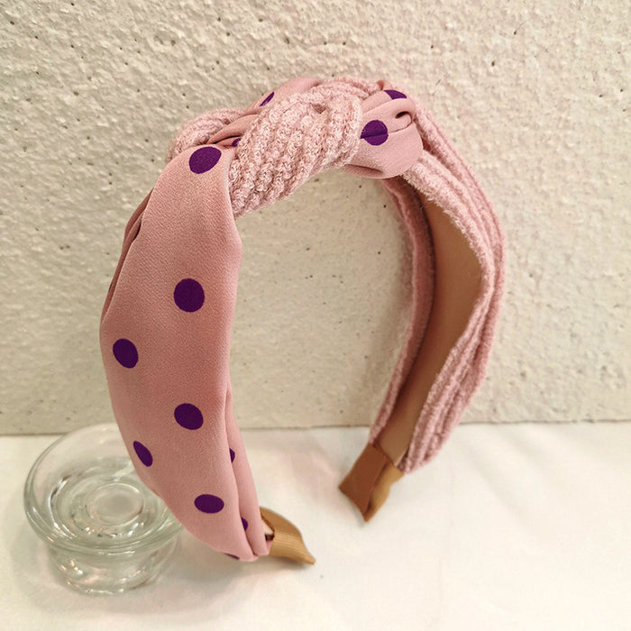 Wholesale fabric headband print polka dot knitted stitching MOQ≥2 JDC-HD-MIs009