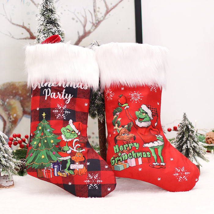 Wholesale Gift Bag Linen Christmas Socks Plush Kids Candy Bag MOQ≥2 JDC-GB-MinG005