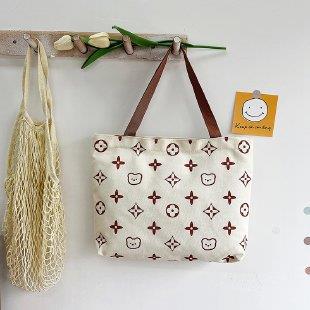 Wholesale Handbag Canvas Simple Cute Print Large Capacity One Shoulder JDC-HB-Lufan001