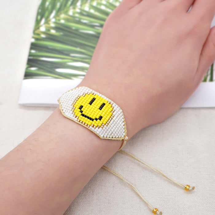 Wholesale Bracelet Glass Rice Beads Cute Smiley Hand Woven Beads JDC-BT-GBH136