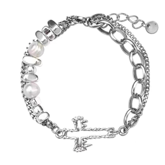 Wholesale Bracelet Pearl Cross Black Gallstone Beads JDC-BT-YHai002