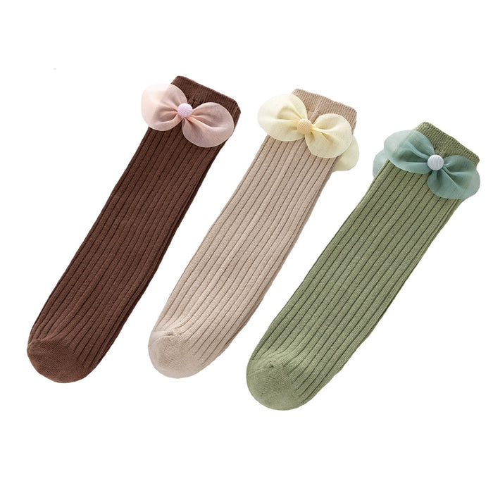Calcetines de pila de chicas al por mayor Bow Strip vertical Tubo medio calcetines para niños Moq≥2 JDC-SK-JTING005