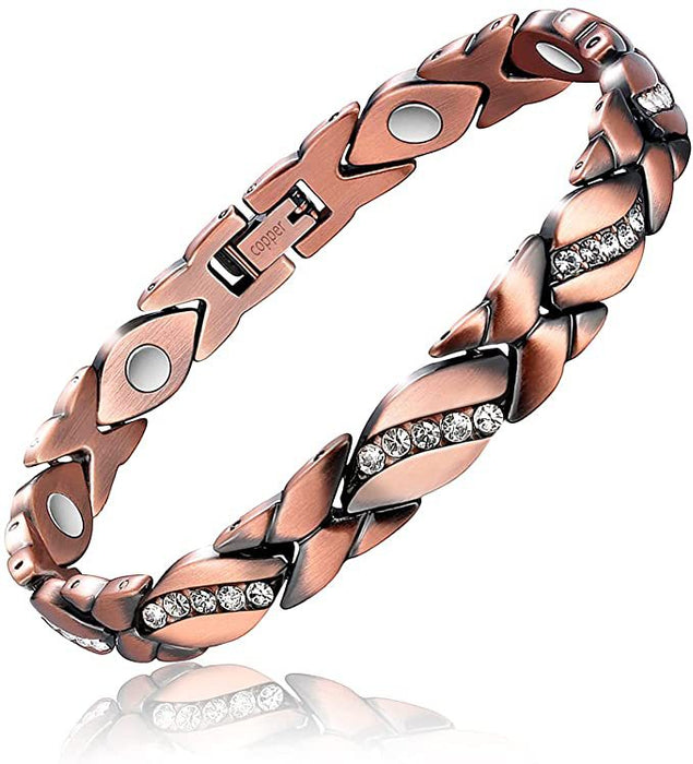 Wholesale diamond bracelet strong magnetic tree leaf magnet red copper bracelet JDC-BT-LonR004