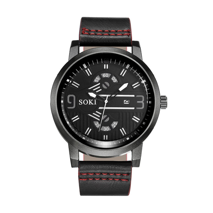 Wholesale Quartz Watch PU Men's Watch Bracelet Set MOQ≥2 JDC-WH-TuoC001