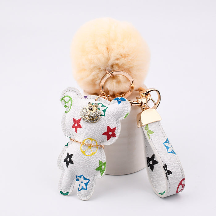 Wholesale Keychains PU Alloy Cotton Bear Hair Ball MOQ≥2 JDC-KC-XSYZ006