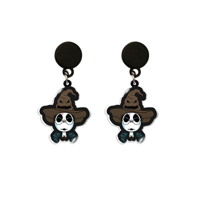 Wholesale Earrings Resin Halloween Fright Print Earrings (M) MOQ≥5 JDC-ES-XiangL028