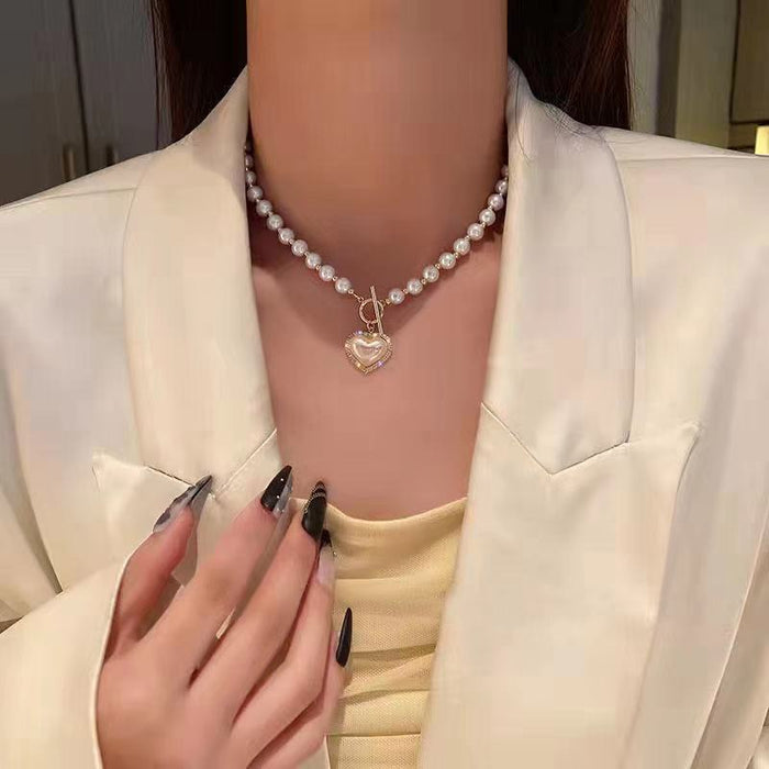 Collar de aleación al por mayor IMITICIÓN Pearl Love Collar JDC-Ne-Qianpin001