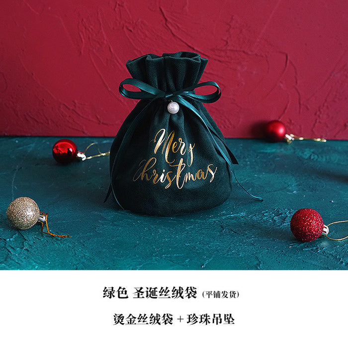 Bolsa de regalo al por mayor tela de terciopelo Nochebuena Drawstring Drawstring Apple Bag JDC-GB-CUNH001