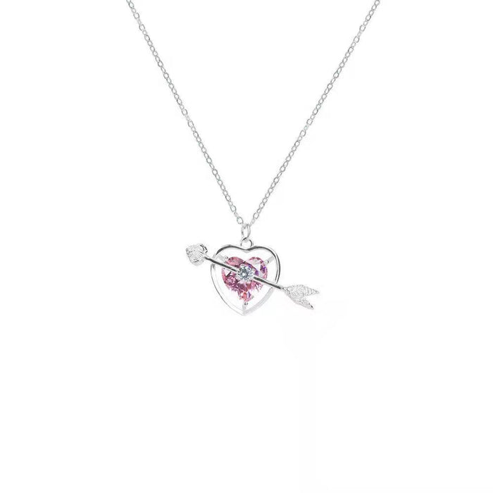 Wholesale Necklaces Copper Pink Heart Gem Cupid's Sword JDC-NE-JiaDX002