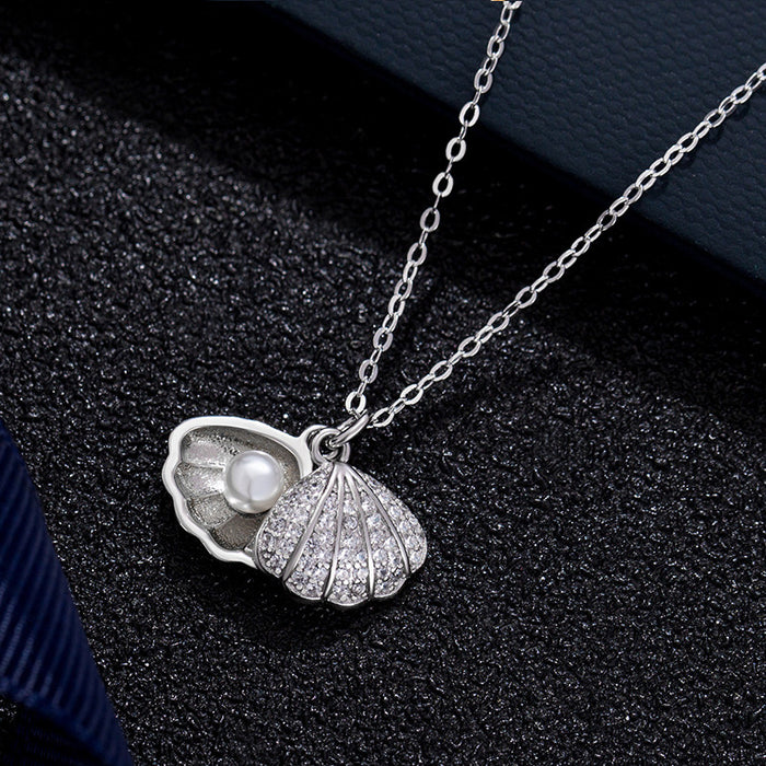 Wholesale Shell Imitation Pearl Alloy Artificial Diamond Necklace MOQ≥2 JDC-NE-JYS011
