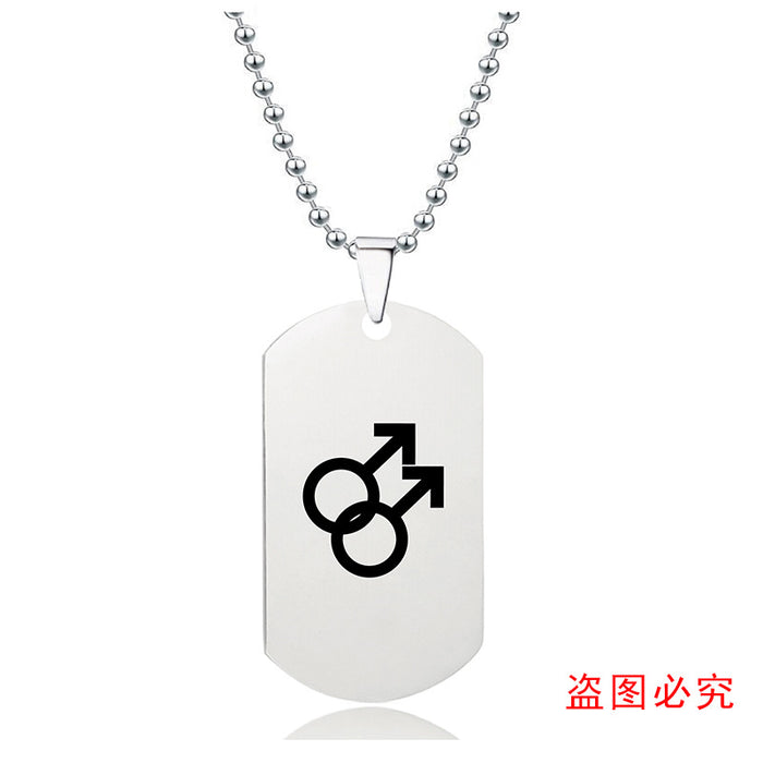 Wholesale LGBT Gay Story Small Gift Lettering Titanium Steel Necklace JDC-NE-GangG006