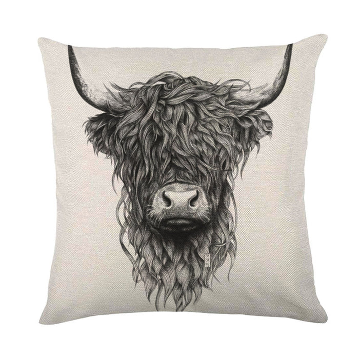 Concasa de almohada de lino linda y linda serie de animales de bull francés
