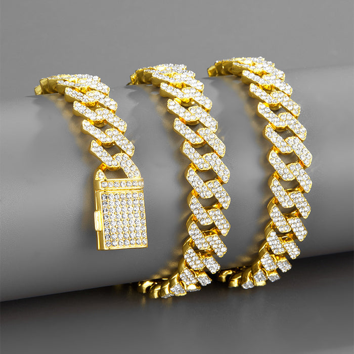 Collar al por mayor aleación diamante con incrustado cadena de rombo de rombo de hip hop moq≥2 jdc-ne-xuand001