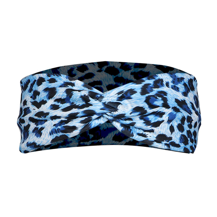 Wholesale Headband Fabric Leopard Print Cross Yoga Running Fitness MOQ≥2 JDC-HD-FanM003
