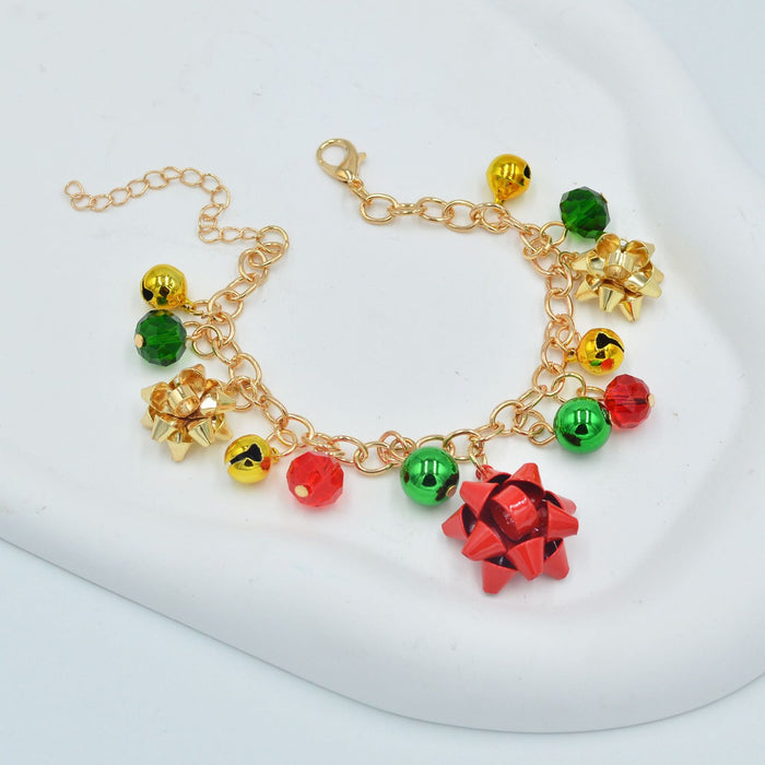 Wholesale Necklace Alloy Christmas Flower Colorful Bell Bracelet Earring Set MOQ≥2 JDC-NE-TuC001