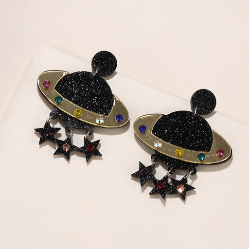 Jewelry WholesaleWholesale Black Glitter Cosmic Acrylic Earrings JDC-ES-GANL012 Earrings 甘来 %variant_option1% %variant_option2% %variant_option3%  Factory Price JoyasDeChina Joyas De China