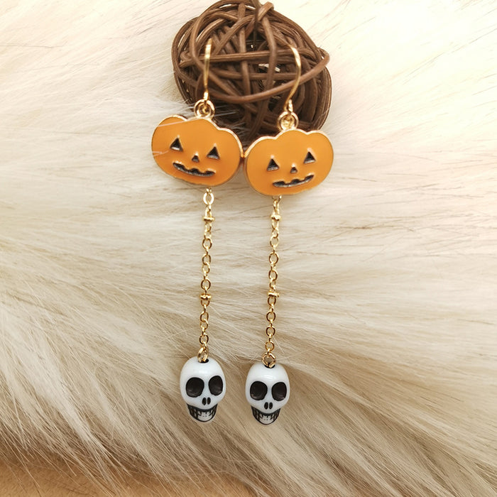 Wholesale Bracelet Alloy Ceramic Skull Head Halloween Earrings Earrings MOQ≥2 JDC-ES-HaoL020