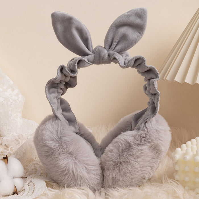 Wholesale Earmuff Rex Rabbit Hair Windproof Warm Foldable Bow MOQ≥2 JDC-EF-JiaH003
