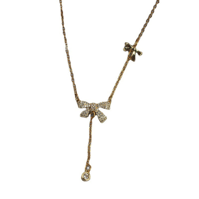 Wholesale Necklaces Alloy Zircon Bow JDC-NE-PinJ001