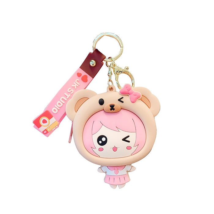 Wholesale bear girl coin purse cute key chain JDC-KC-JCai014
