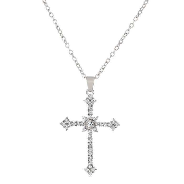Wholesale Necklaces Alloy Rhinestone Cross Full Diamond Starburst JDC-NE-KAN013